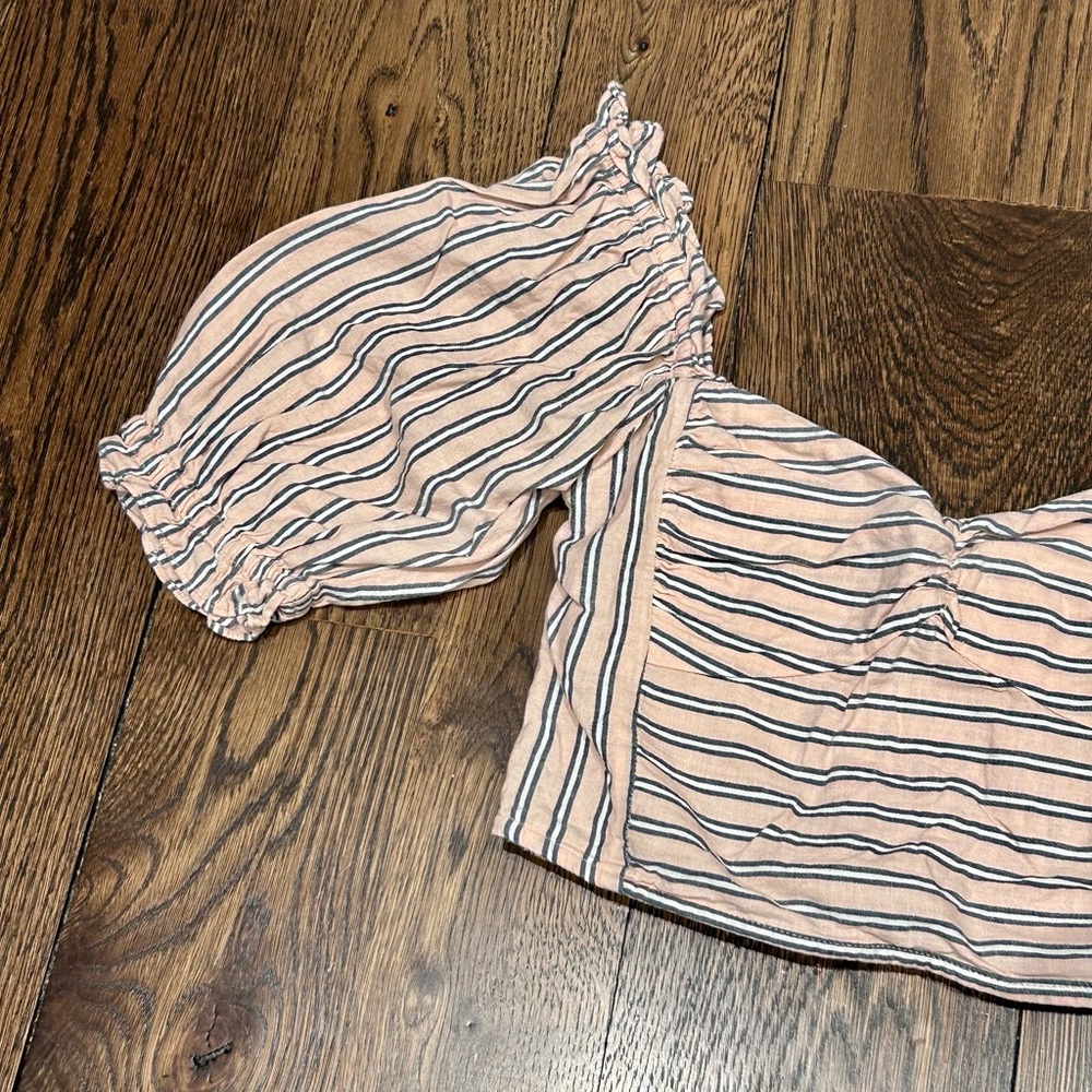 SAYLOR Smocked Pink & Gray Striped Skirt & Top Set - Picture 7 of 11